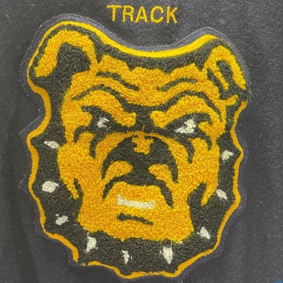 NC A&T AGGIES Varsity Letterman Wool & Leather Jacket Navy Gold Size 52 Vintage - Picture 2 of 5